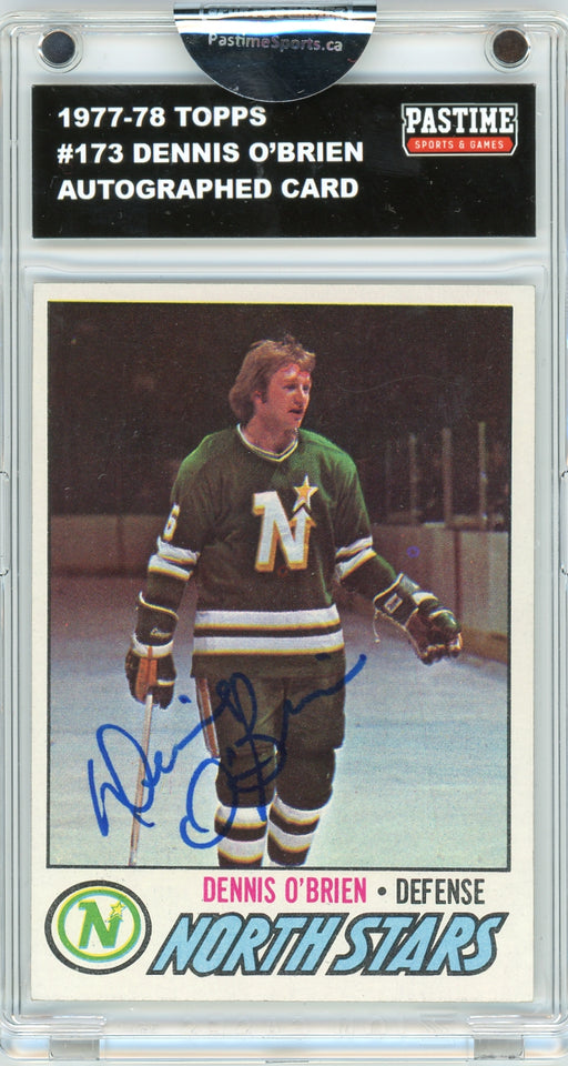Dennis O'Brien #173 1977/78 Topps Hockey Autographed Card Encased in Magpro