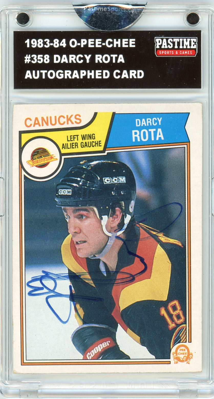 Darcy Rota #358 1983/84 O-Pee-Chee Hockey Autographed Card Encased in ...
