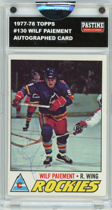 Wilf Paiement #130 1977/78 Topps Hockey Autographed Card Encased in Magpro
