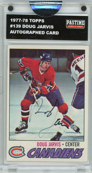 Doug Jarvis #139 1977/78 Topps Hockey Autographed Card Encased in Magpro