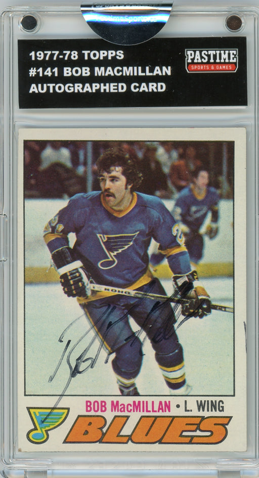 Bob Macmillan #141 1977/78 Topps Hockey Autographed Card Encased in Magpro