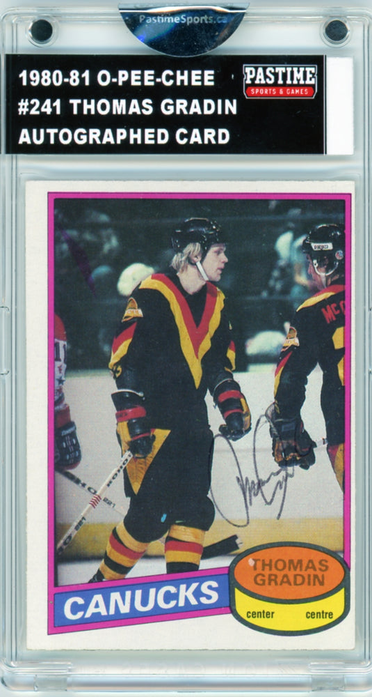 Thomas Gradin #241 1980/81 O-Pee-Chee Hockey Autographed Card Encased in Magpro - Pastime Sports & Games