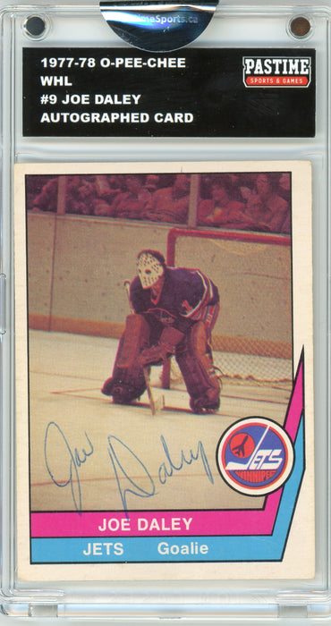 Joe Daley #9 1977/78 O-Pee-Chee WHL Hockey Autographed Card Encased in Magpro