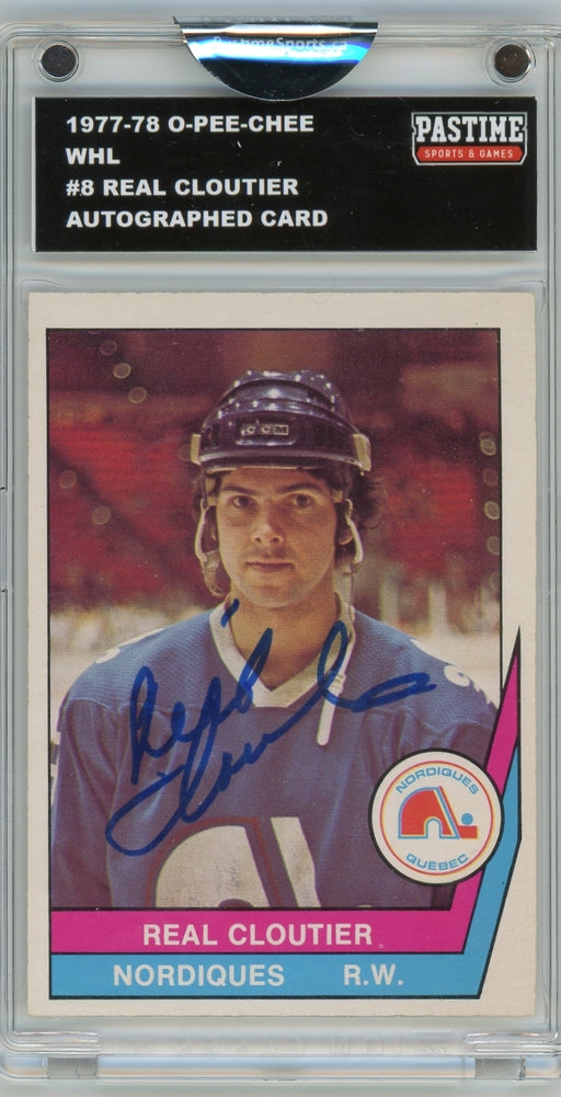 Real Cloutier #8 1977/78 O-Pee-Chee WHL Hockey Autographed Card Encased in Magpro
