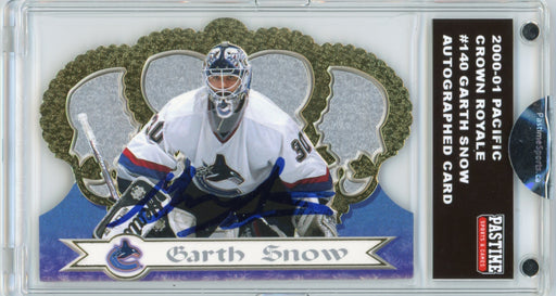 Garth Snow #140 2000/01 Pacific Crown Royale Hockey Autographed Card Encased in Magpro - Pastime Sports & Games
