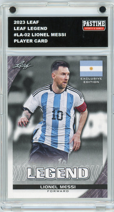 Lionel Messi #LA-02 2023 Leaf Special Release Leaf Legend Card Encased in Magpro