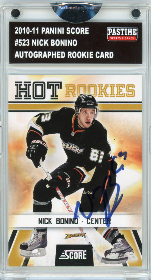 Nick Bonino #523 2010/11 Panini Score Hockey Autographed Rookie Card Encased in Magpro - Pastime Sports & Games