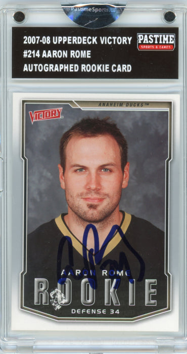 Aaron Rome #214 2007/08 Upper Deck Victory Hockey Autographed Rookie Card Encased in Magpro - Pastime Sports & Games