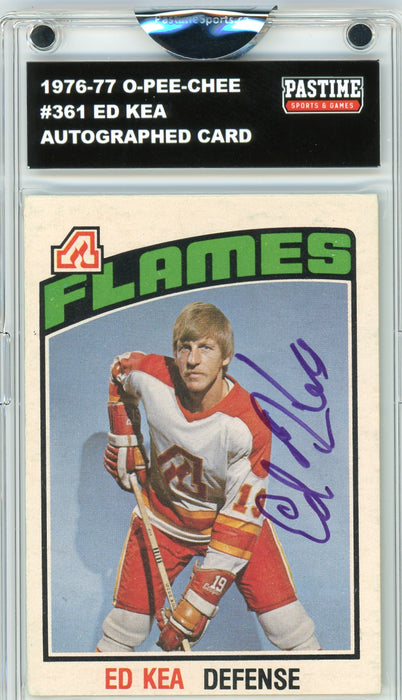 Ed Kea #361 1976/77 O-Pee-Chee Hockey Autographed Card Encased in Magpro