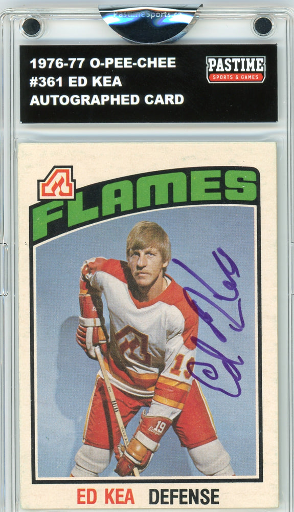 Ed Kea #361 1976/77 O-Pee-Chee Hockey Autographed Card Encased in Magpro