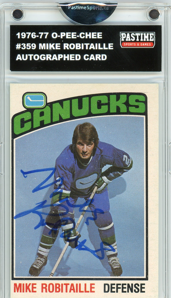 Mike Robitaille #359 1976/77 O-Pee-Chee Hockey Autographed Card Encased in Magpro