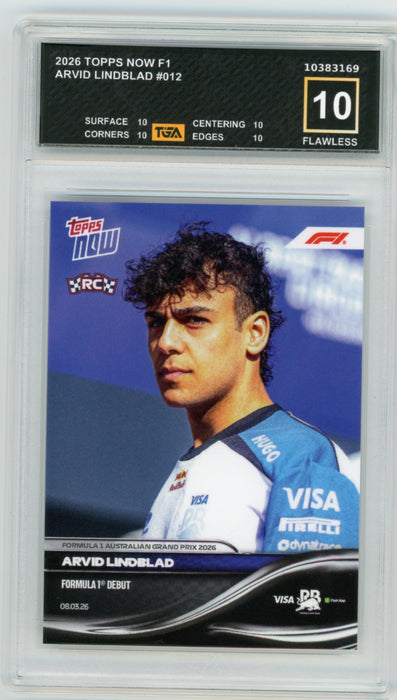 Arvid Lindblad #12 2026 Topps Now F1 Graded TGA 10 Flawless Black Label
