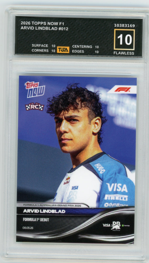 Arvid Lindblad #12 2026 Topps Now F1 Graded TGA 10 Flawless Black Label