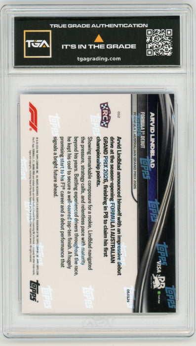 Arvid Lindblad #12 2026 Topps Now F1 Graded TGA 10 Flawless Black Label