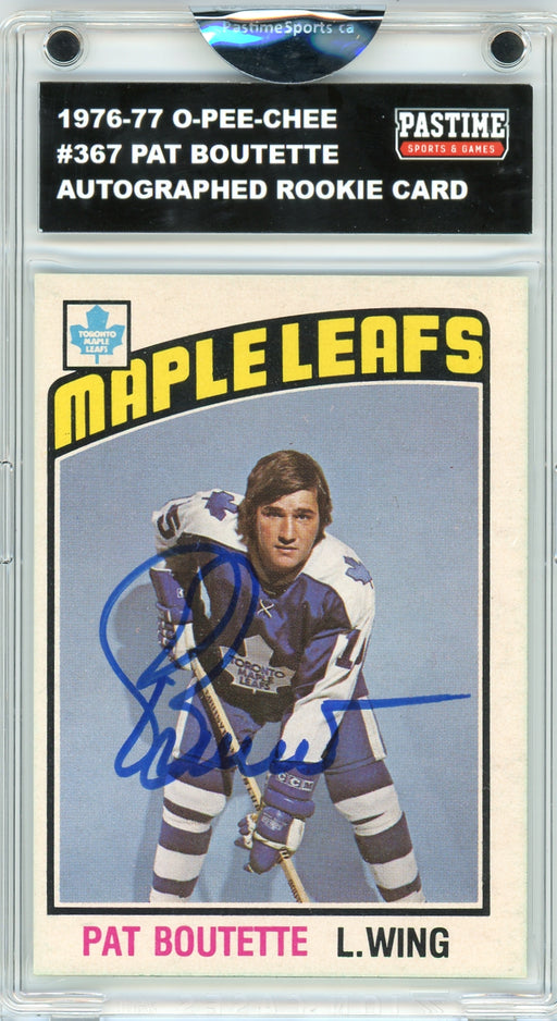 Pat Boutette #367 1976/77 O-Pee-Chee Hockey Autographed Rookie Card Encased in Magpro