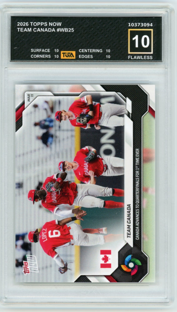 Team Canada #WB25 2026 Topps Now World Baseball Classic Graded TGA 10 Flawless Black Label