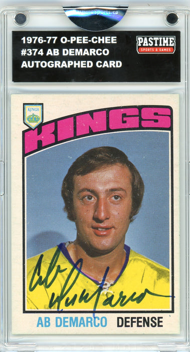 Ab Demarco #374 1976/77 O-Pee-Chee Hockey Autographed Card Encased in Magpro