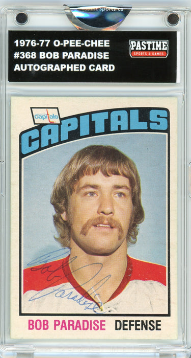 Bob Paradise #368 1976/77 O-Pee-Chee Hockey Autographed Card Encased in Magpro