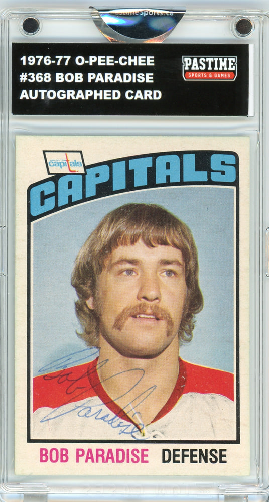 Bob Paradise #368 1976/77 O-Pee-Chee Hockey Autographed Card Encased in Magpro