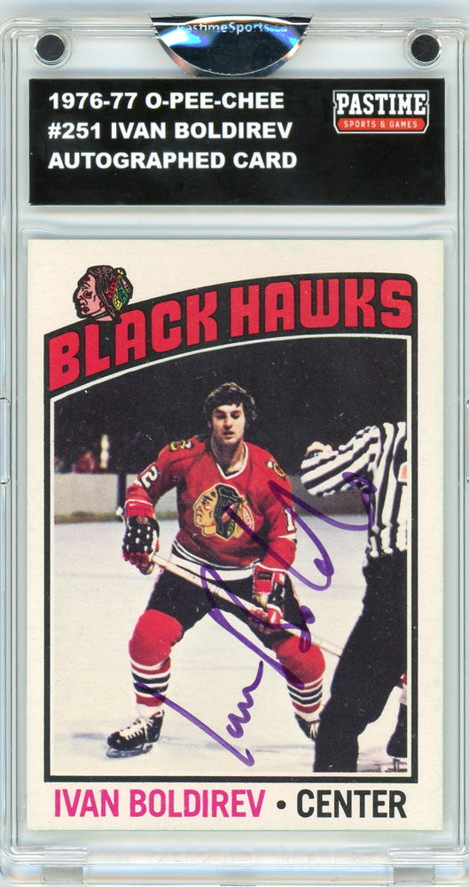 Ivan Boldirev #251 1976/77 O-Pee-Chee Hockey Autographed Card Encased in Magpro