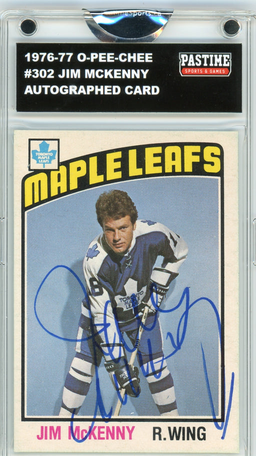 Jim McKenny #302 1976/77 O-Pee-Chee Hockey Autographed Card Encased in Magpro