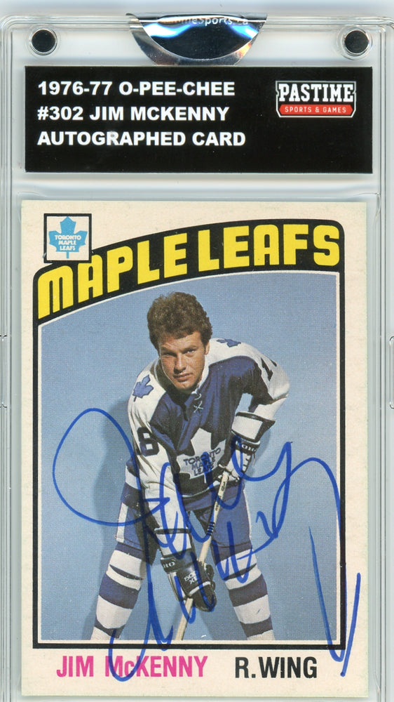 Jim McKenny #302 1976/77 O-Pee-Chee Hockey Autographed Card Encased in Magpro