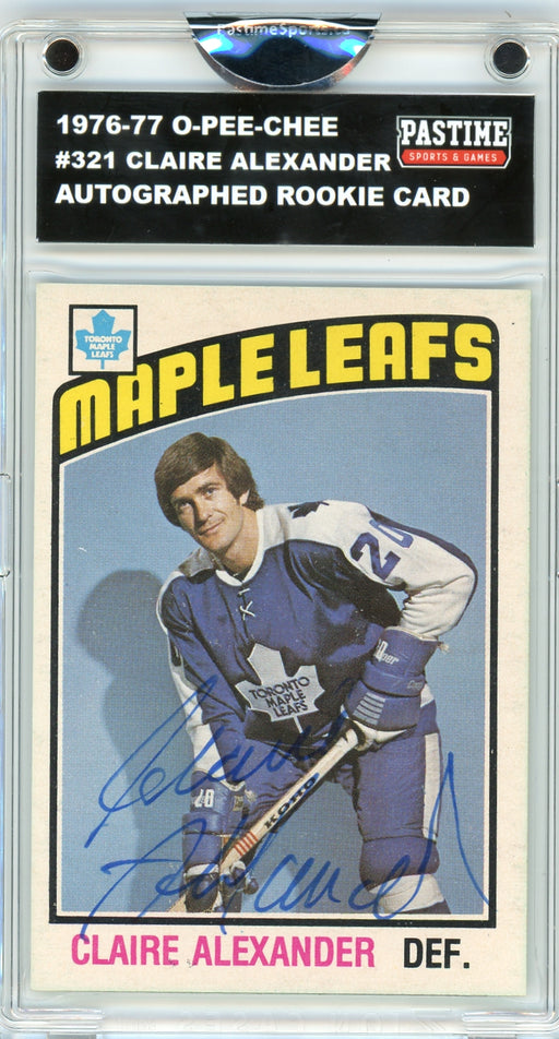 Claire Alexander #321 1976/77 O-Pee-Chee Hockey Autographed Card Encased in Magpro