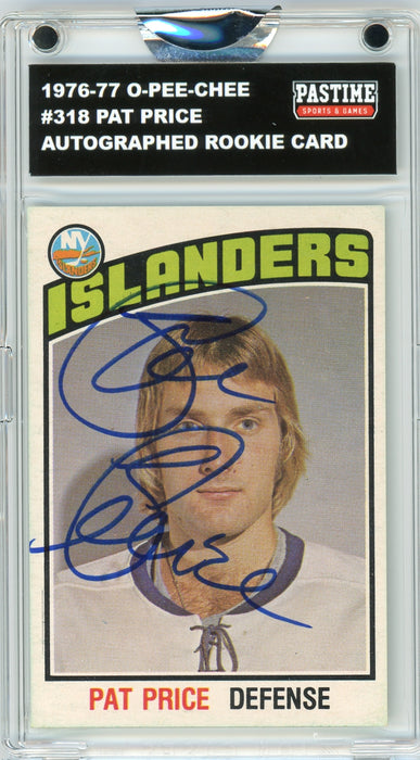 Pat Price #318 1976/77 O-Pee-Chee Hockey Autographed Card Encased in Magpro