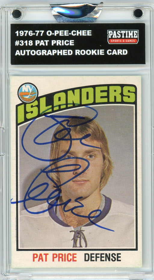 Pat Price #318 1976/77 O-Pee-Chee Hockey Autographed Card Encased in Magpro