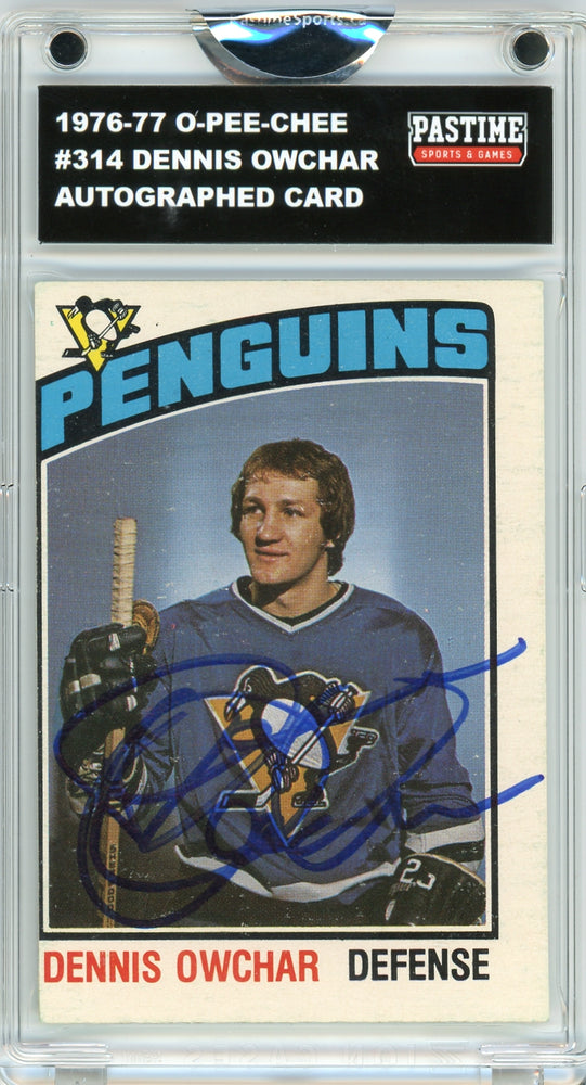 Dennis Owchar #314 1976/77 O-Pee-Chee Hockey Autographed Card Encased in Magpro