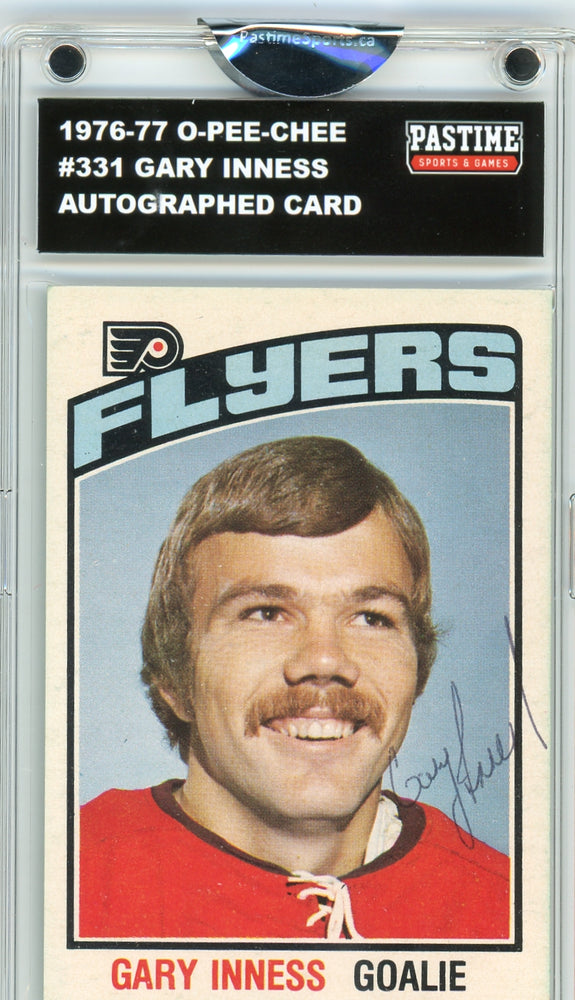 Gary Inness #331 1976/77 O-Pee-Chee Hockey Autographed Card Encased in Magpro