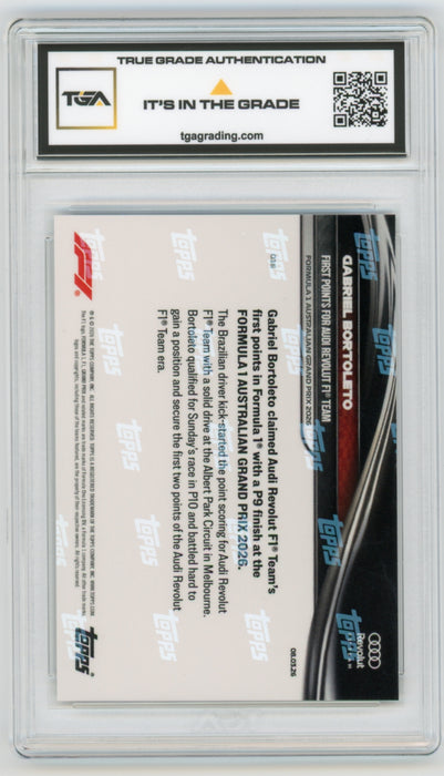 Gabriel Bortoleto #16 2026 Topps Now F1 Graded TGA 10 Gem Mint