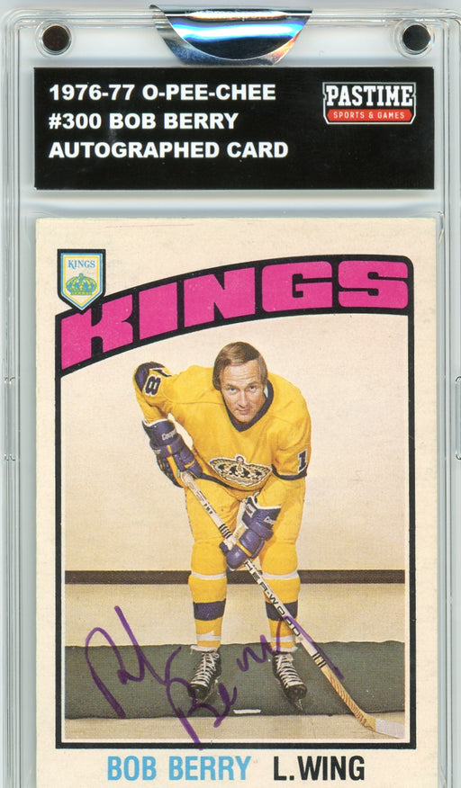 Bob Berry #300 1976/77 O-Pee-Chee Hockey Autographed Card Encased in Magpro