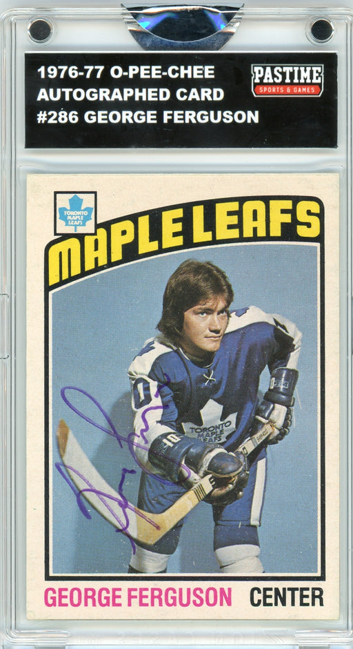 George Ferguson #286 1976/77 O-Pee-Chee Hockey Autographed Card Encased in Magpro