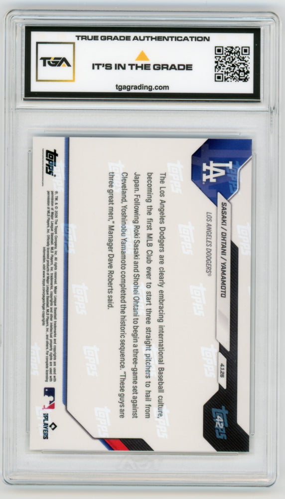 Rōki Sasaki/Shohei Ohtani/Yoshinobu Yamamoto #42 2026 Topps Now MLB Graded TGA 10 Gem Mint