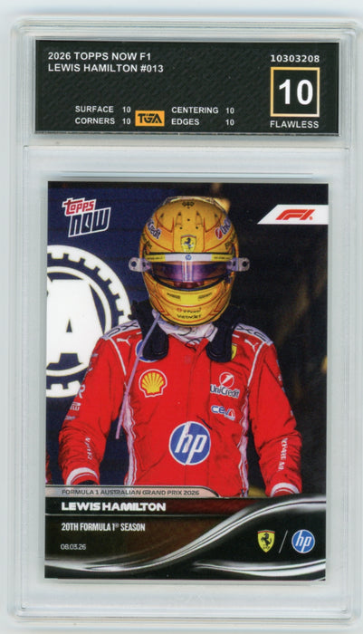 Lewis Hamilton #13 2026 Topps Now F1 Graded TGA 10 Flawless Black Label