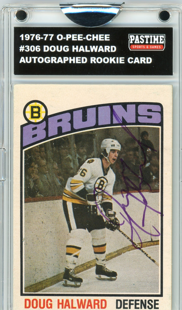 Doug Halward #306 1976/77 O-Pee-Chee Hockey Autographed Card Encased in Magpro