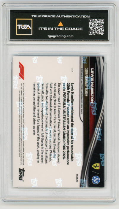 Lewis Hamilton #13 2026 Topps Now F1 Graded TGA 10 Flawless Black Label