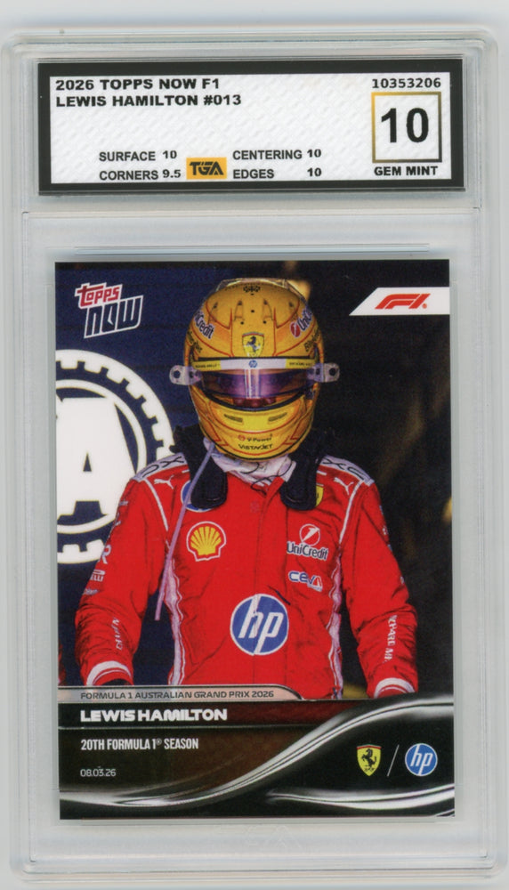 Lewis Hamilton #13 2026 Topps Now F1 Graded TGA 10 Gem Mint
