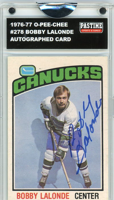 Bobby Lalonde #278 1976/77 O-Pee-Chee Hockey Autographed Card Encased in Magpro