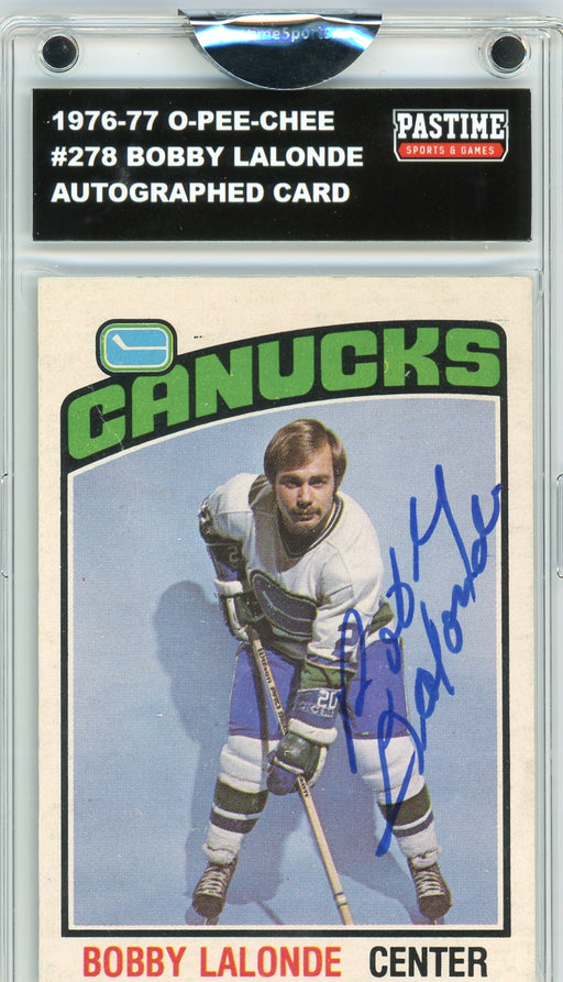 Bobby Lalonde #278 1976/77 O-Pee-Chee Hockey Autographed Card Encased in Magpro