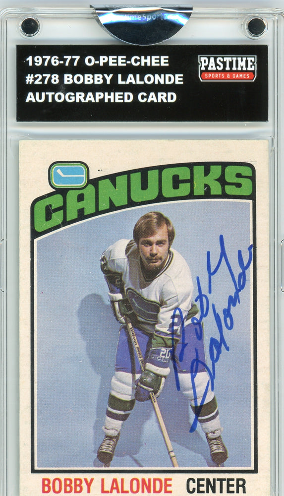Bobby Lalonde #278 1976/77 O-Pee-Chee Hockey Autographed Card Encased in Magpro