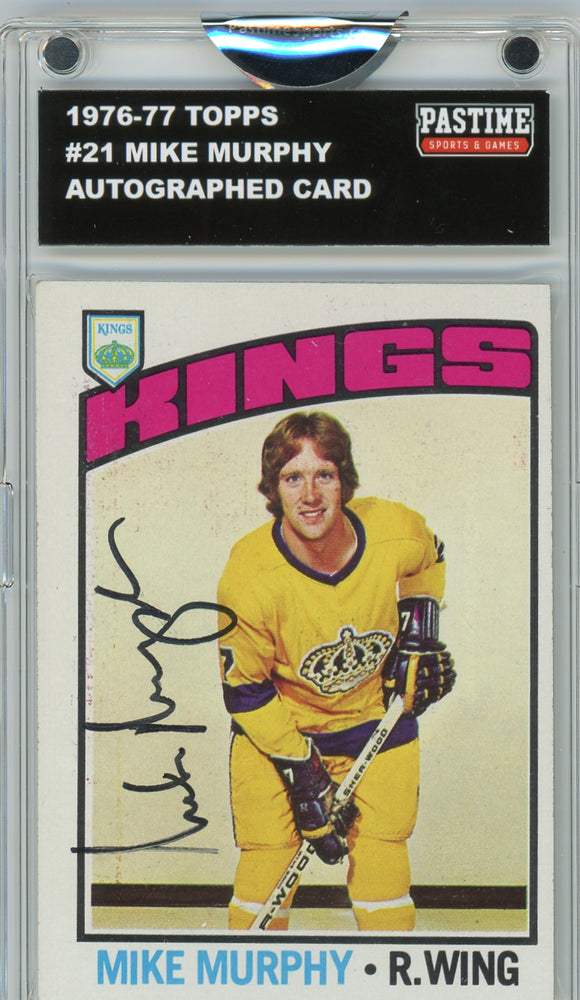 Mike Murphy #21 1976/77 Topps Hockey Autographed Card Encased in Magpro