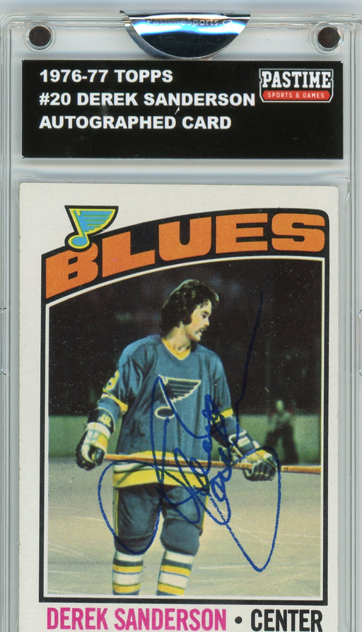 Derek Sanderson #20 1976/77 Topps Hockey Autographed Card Encased in Magpro