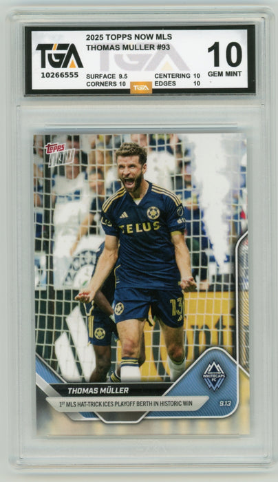 Thomas Muller #93 2025 Topps Now MLS Debut Card Graded TGA 10 Gem Mint