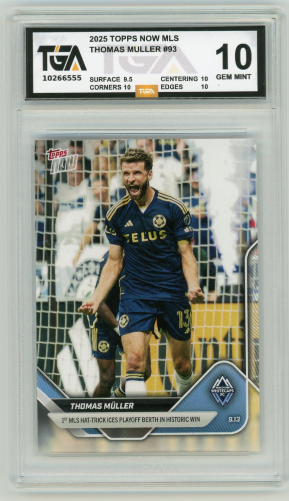 Thomas Muller #93 2025 Topps Now MLS Debut Card Graded TGA 10 Gem Mint