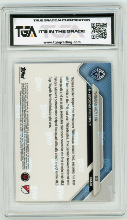 Thomas Muller #93 2025 Topps Now MLS Debut Card Graded TGA 10 Gem Mint