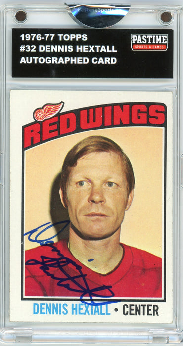Dennis Hextall #32 1976/77 Topps Hockey Autographed Card Encased in Magpro