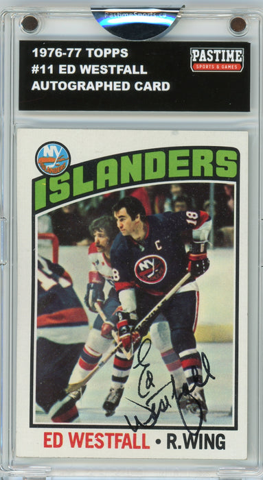 Ed Westfall #11 1976/77 Topps Hockey Autographed Card Encased in Magpro