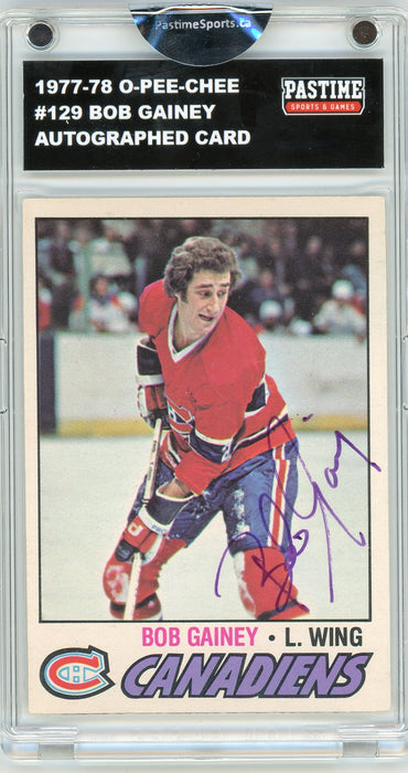 Bob Gainey #129 1977/78 O-Pee-Chee Hockey Autographed Card Encased in Magpro